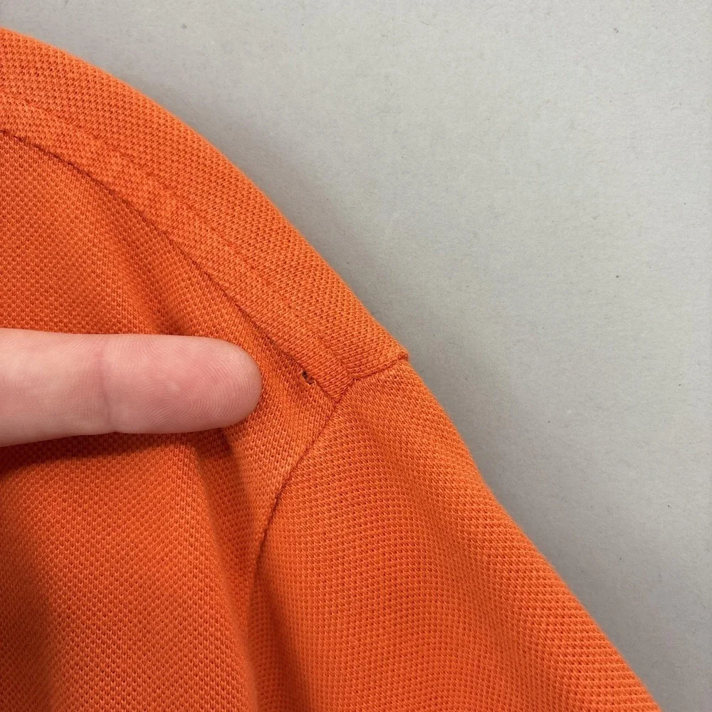 Polo Ralph Lauren Shirt Mens XL Orange Yellow Big Pony Custom Fit Pique 3 Patch